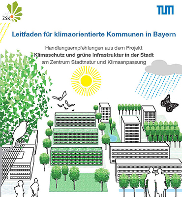 Das Titelbild zeigt eine graphische Darstellung eines Stadtquartiers mit Menschen, Tieren und Stadtgrün vereint.