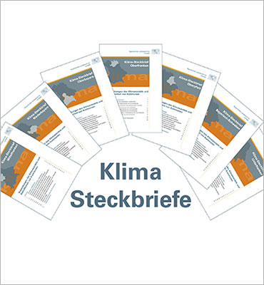 Grafik der Klimaregionen in Bayern und Piktogramme