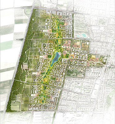 Städtebaulicher und freiraumplanerischer Wettbewerb Haunstetten Südwest, Augsburg: Entwurf der ersten Preisträger Albert Wimmer + KnollConsult Umweltplanung + Rosinak und Partner, Wien